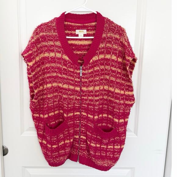 Anthropologie Maeve Tweed Sleeveless Full Zip Sweater Vest Large - Picture 2 of 5